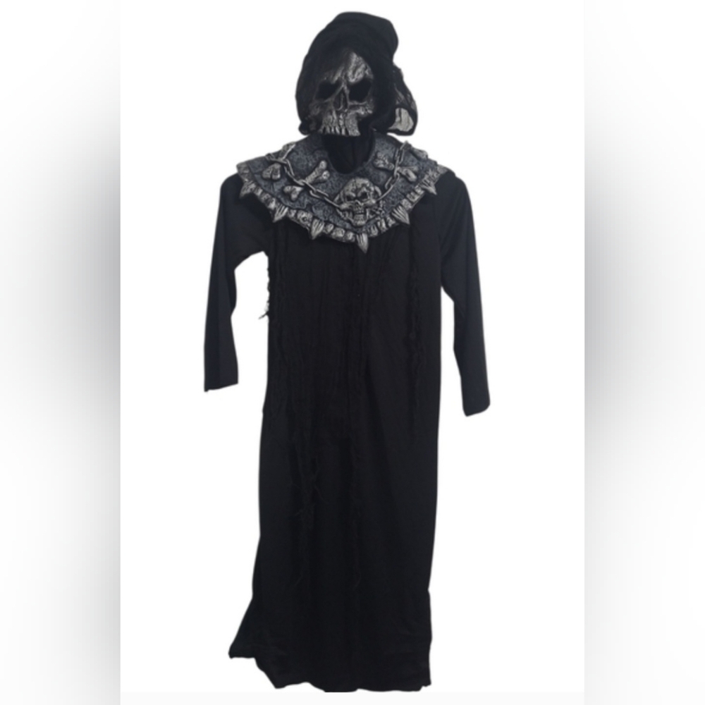 💲3️⃣ 2pc Hooded Skeleton Grim Reaper Costume Sz Med 7-10